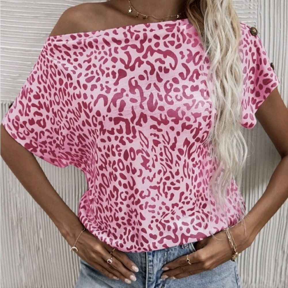 Pink Batwing Sleeve Cold Shoulder Tshirtsize Xs(2)
